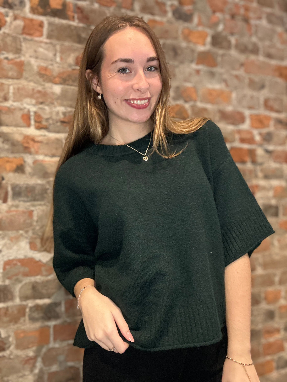 Boxy Drop Shoulder Short Sleeve Sweater-Short Sleeves-Molly Bracken-The Funky Zebra Ames, Women's Fashion Boutique in Ames, Iowa