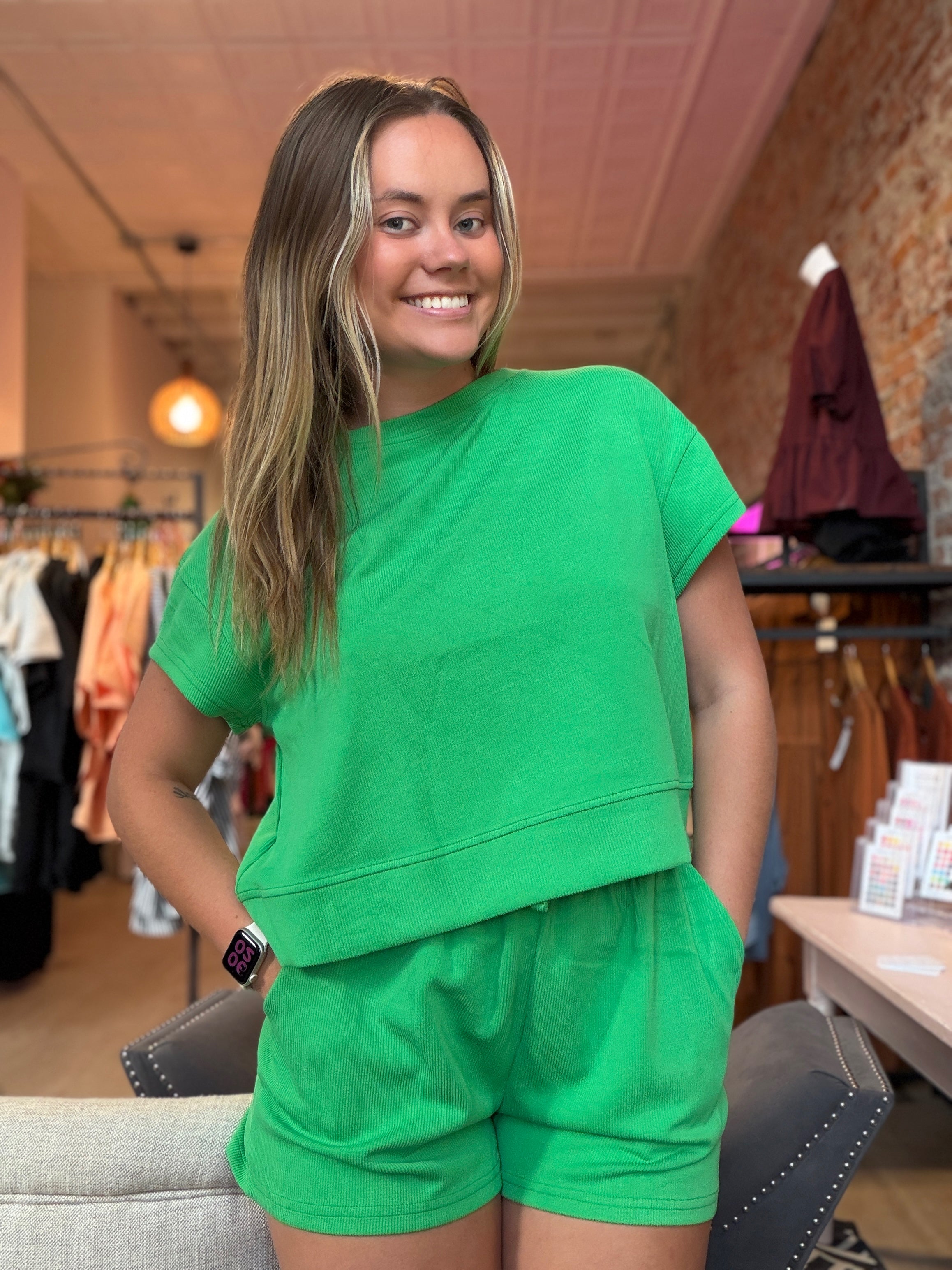 Lexie Luxe Tee & Short Set-apparel-Mono B-The Funky Zebra Ames, Women's Fashion Boutique in Ames, Iowa
