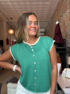 Sarah Center Button Detailed Sweater-top-Staccato-The Funky Zebra Ames, Women's Fashion Boutique in Ames, Iowa