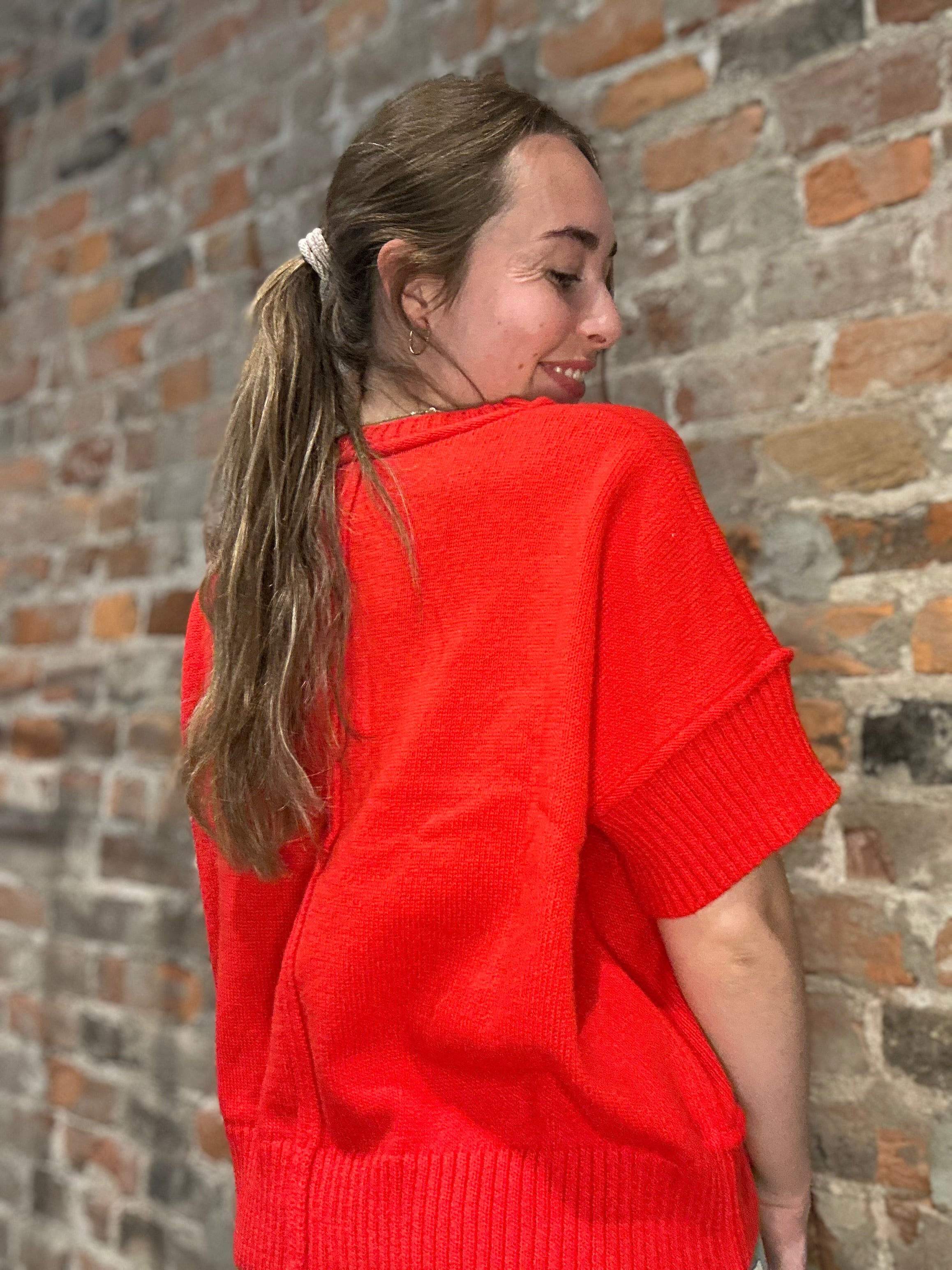 Bridget Crewneck Sweater-Short Sleeves-She & Sky-The Funky Zebra Ames, Women's Fashion Boutique in Ames, Iowa