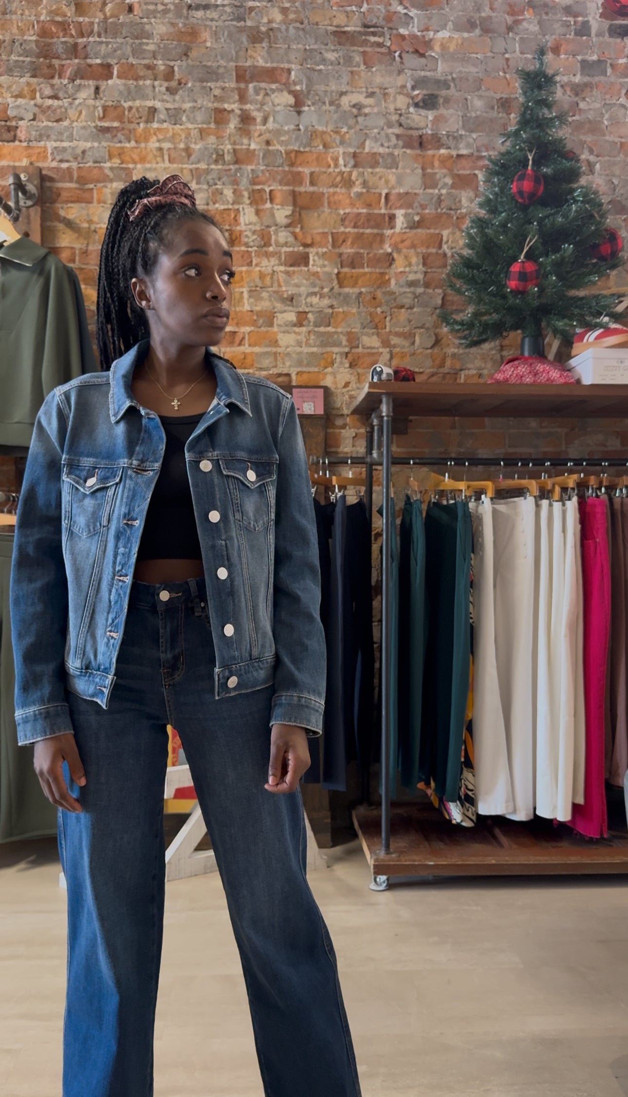 Kiara Denim Jacket-Outerwear-The Funky Zebra Ames-The Funky Zebra Ames, Women's Fashion Boutique in Ames, Iowa