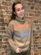 Mandi Mocha Colorblock Turtleneck Pullover-Long Sleeves-Cozy Co-The Funky Zebra Ames, Women's Fashion Boutique in Ames, Iowa