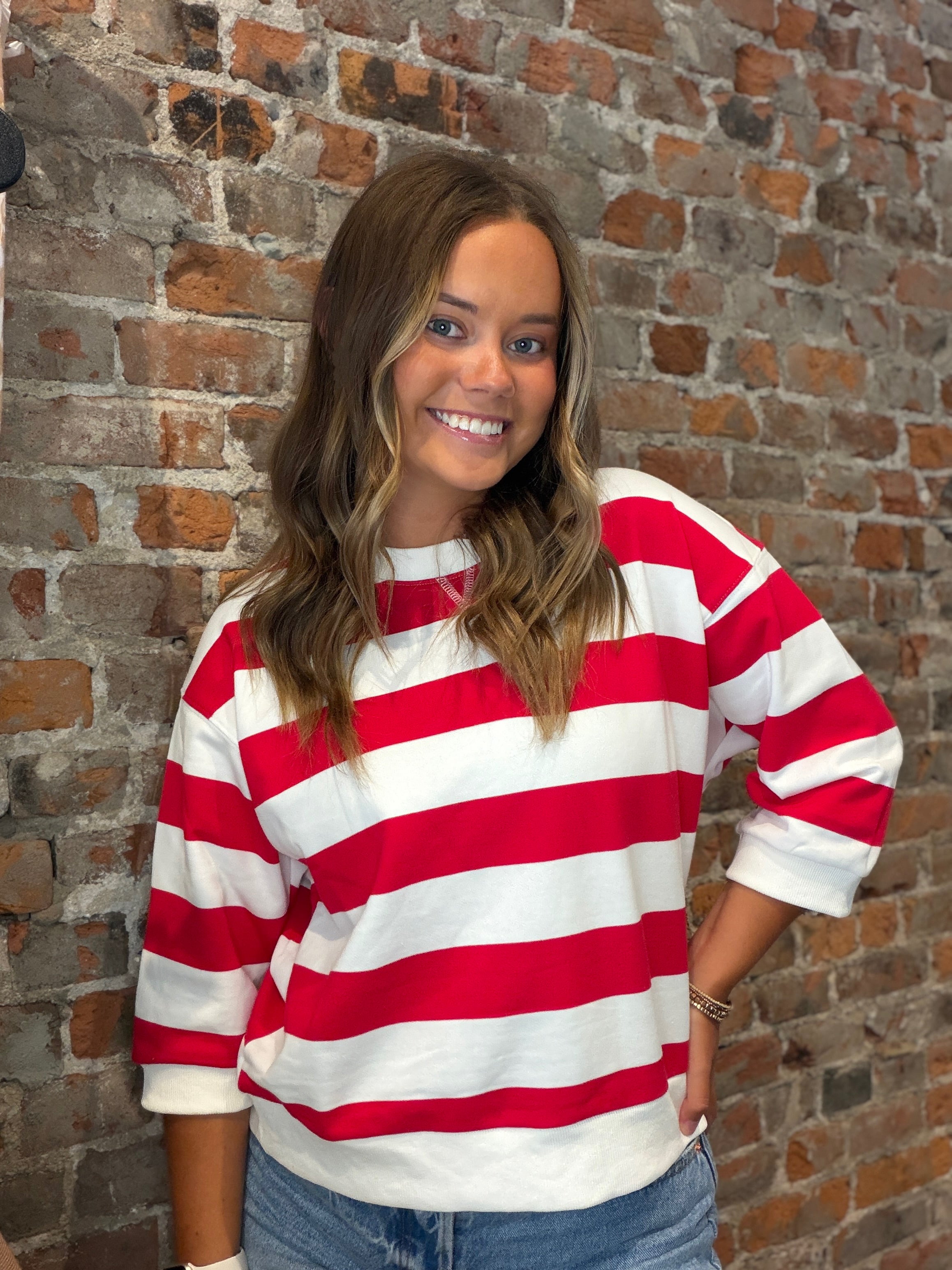 Roxie Stripe Pullover-Sweaters-Jodifl-The Funky Zebra Ames, Women's Fashion Boutique in Ames, Iowa