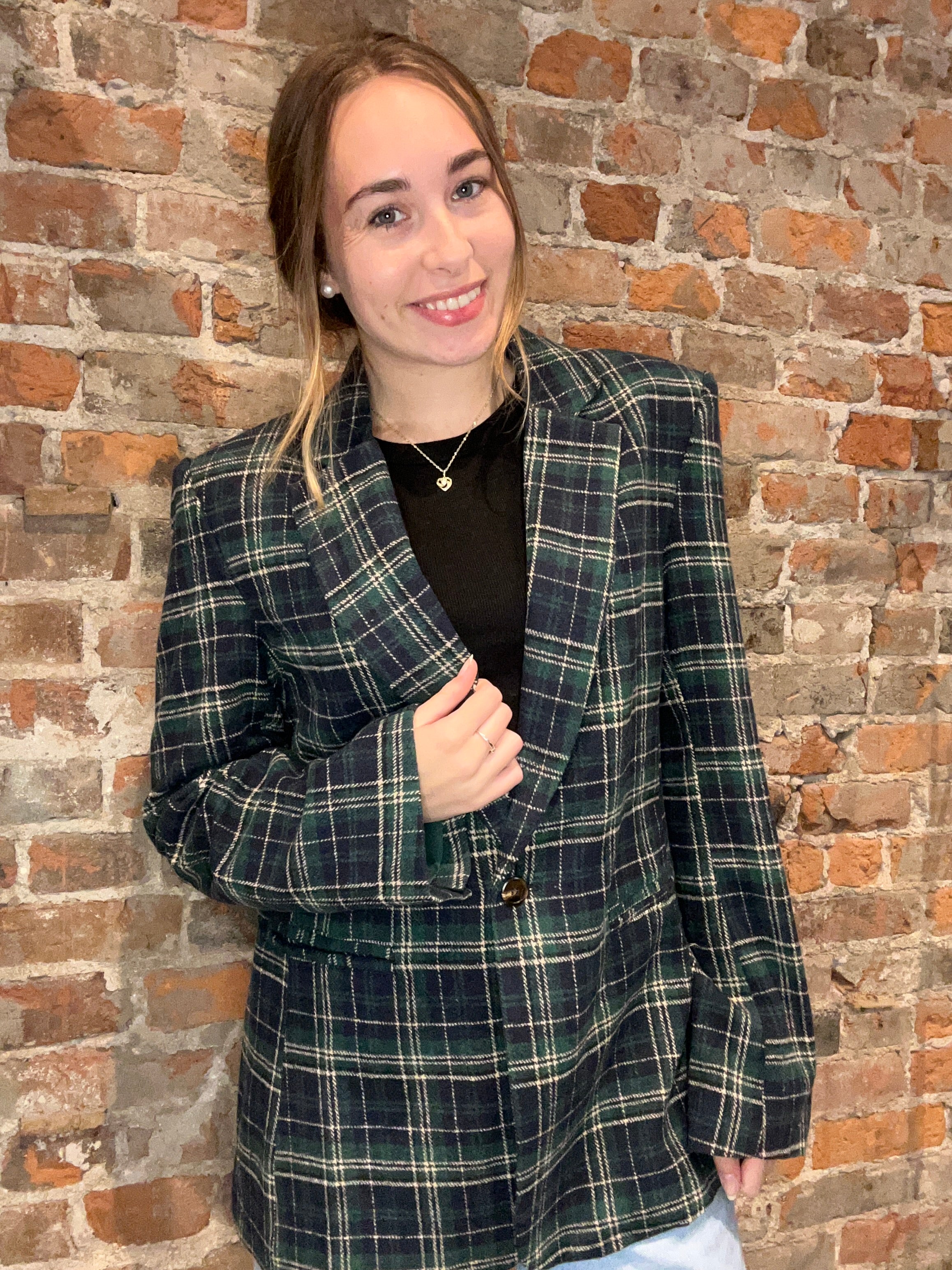 Becca Plaid Blazer-apparel-She & Sky-The Funky Zebra Ames, Women's Fashion Boutique in Ames, Iowa