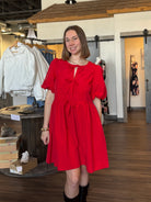 Penni Bow Tie Baby Doll Dress-The Funky Zebra Ames-The Funky Zebra Ames, Women's Fashion Boutique in Ames, Iowa