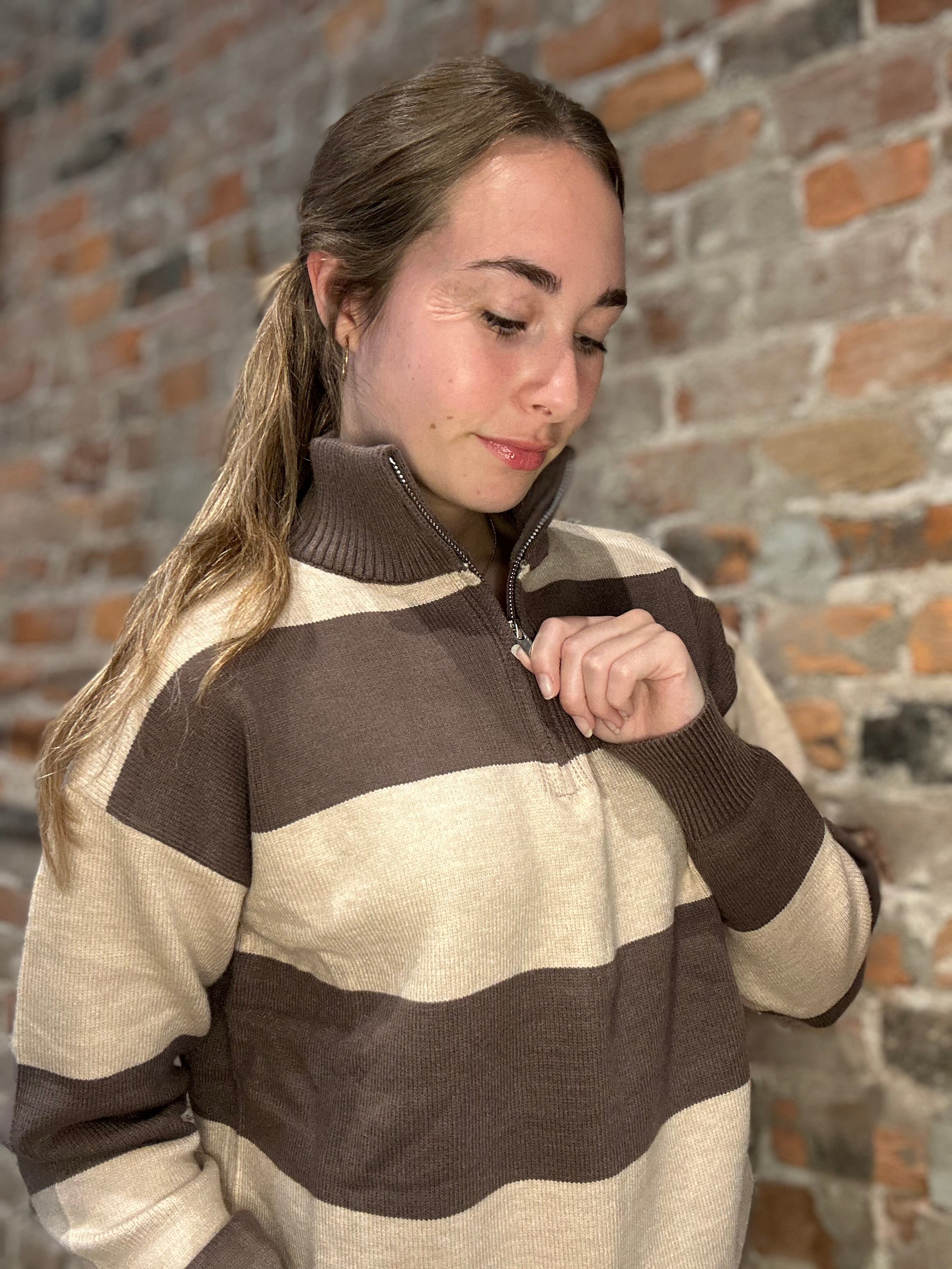 Trina Striped Sweater-Outerwear-She & Sky-The Funky Zebra Ames, Women's Fashion Boutique in Ames, Iowa