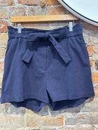 MVB Navy Tie-front shorts-Nellie & Dani Style House-The Funky Zebra Ames, Women's Fashion Boutique in Ames, Iowa