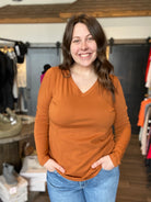 Naomi Cotton Long Sleeve V-Neck CL-The Funky Zebra Ames-The Funky Zebra Ames, Women's Fashion Boutique in Ames, Iowa