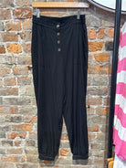 MVB Button Down Black Jogger-Nellie & Dani Style House-The Funky Zebra Ames, Women's Fashion Boutique in Ames, Iowa