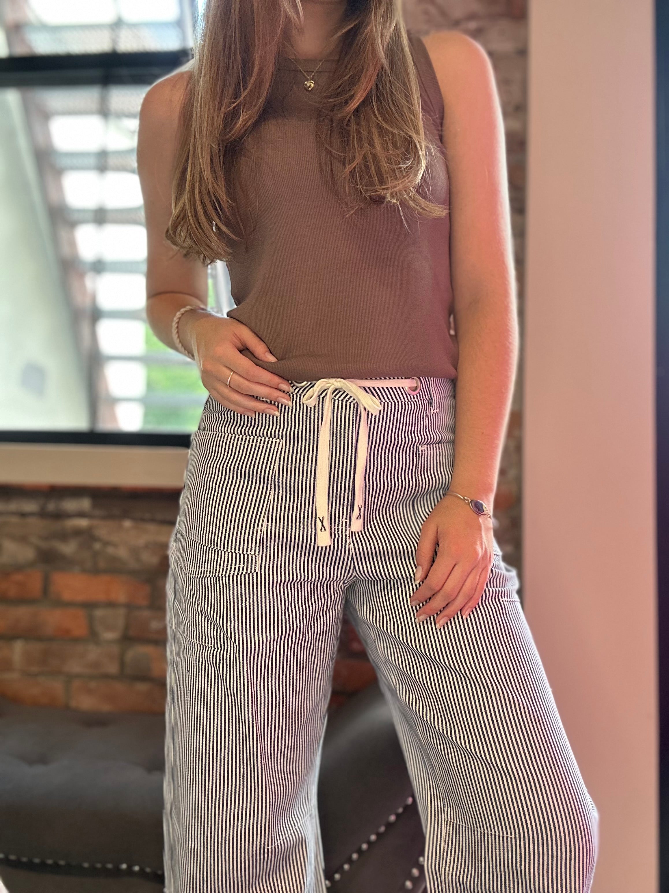 Sierra Striped Denim-apparel-Jodifl-The Funky Zebra Ames, Women's Fashion Boutique in Ames, Iowa
