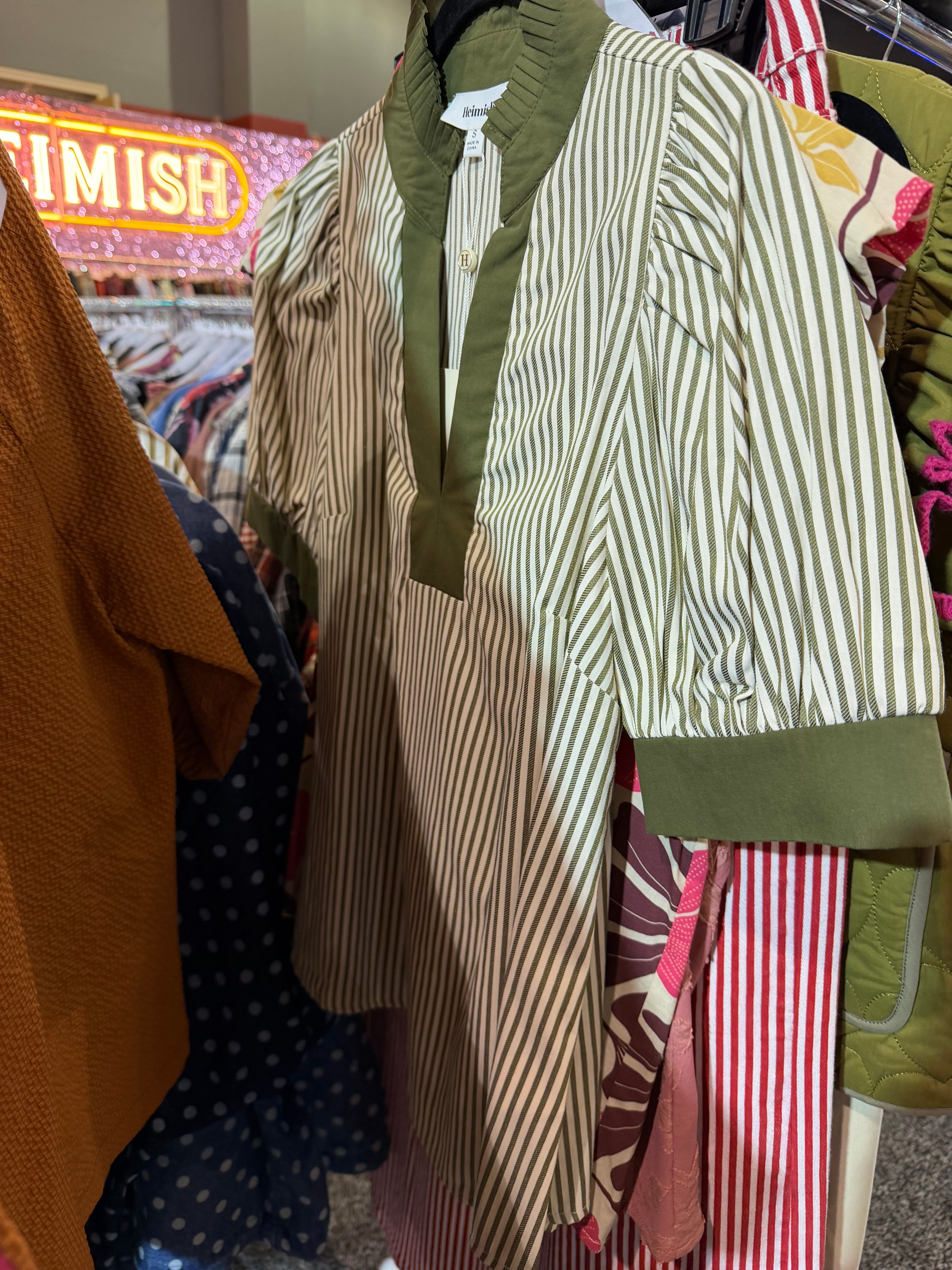 Krystal Striped Puff Sleeve-apparel-heimish-The Funky Zebra Ames, Women's Fashion Boutique in Ames, Iowa