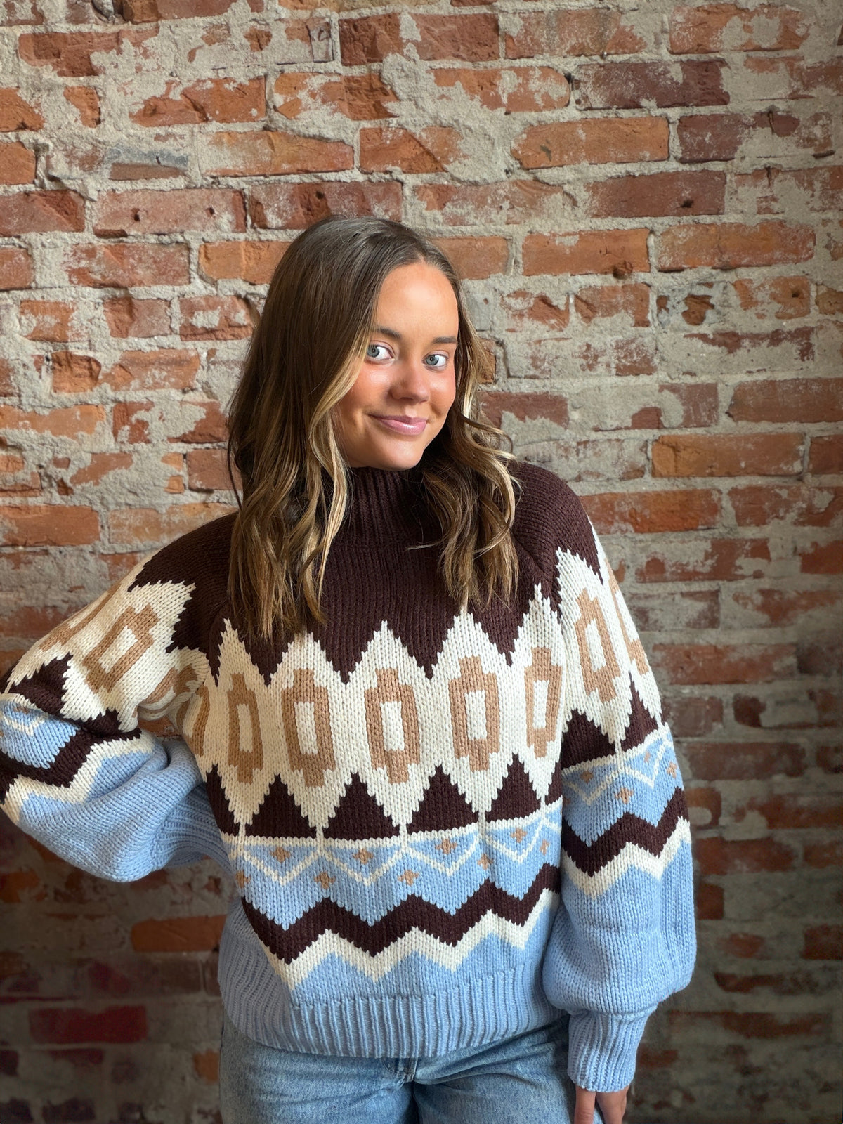 Naveen Nordic Sweater-Long Sleeves-She & Sky-The Funky Zebra Ames, Women's Fashion Boutique in Ames, Iowa