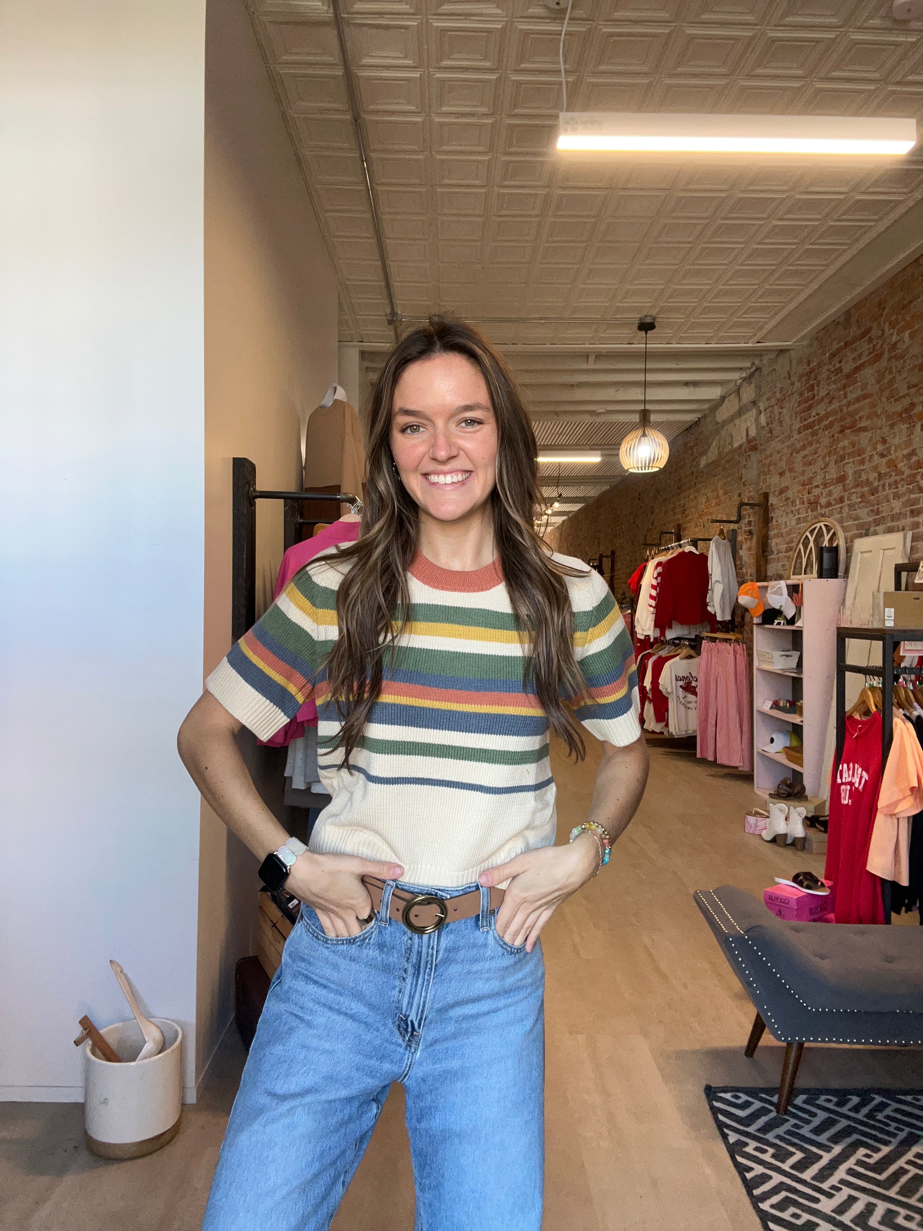 Sunday Market Stripe Sweater-apparel-in february-The Funky Zebra Ames, Women's Fashion Boutique in Ames, Iowa