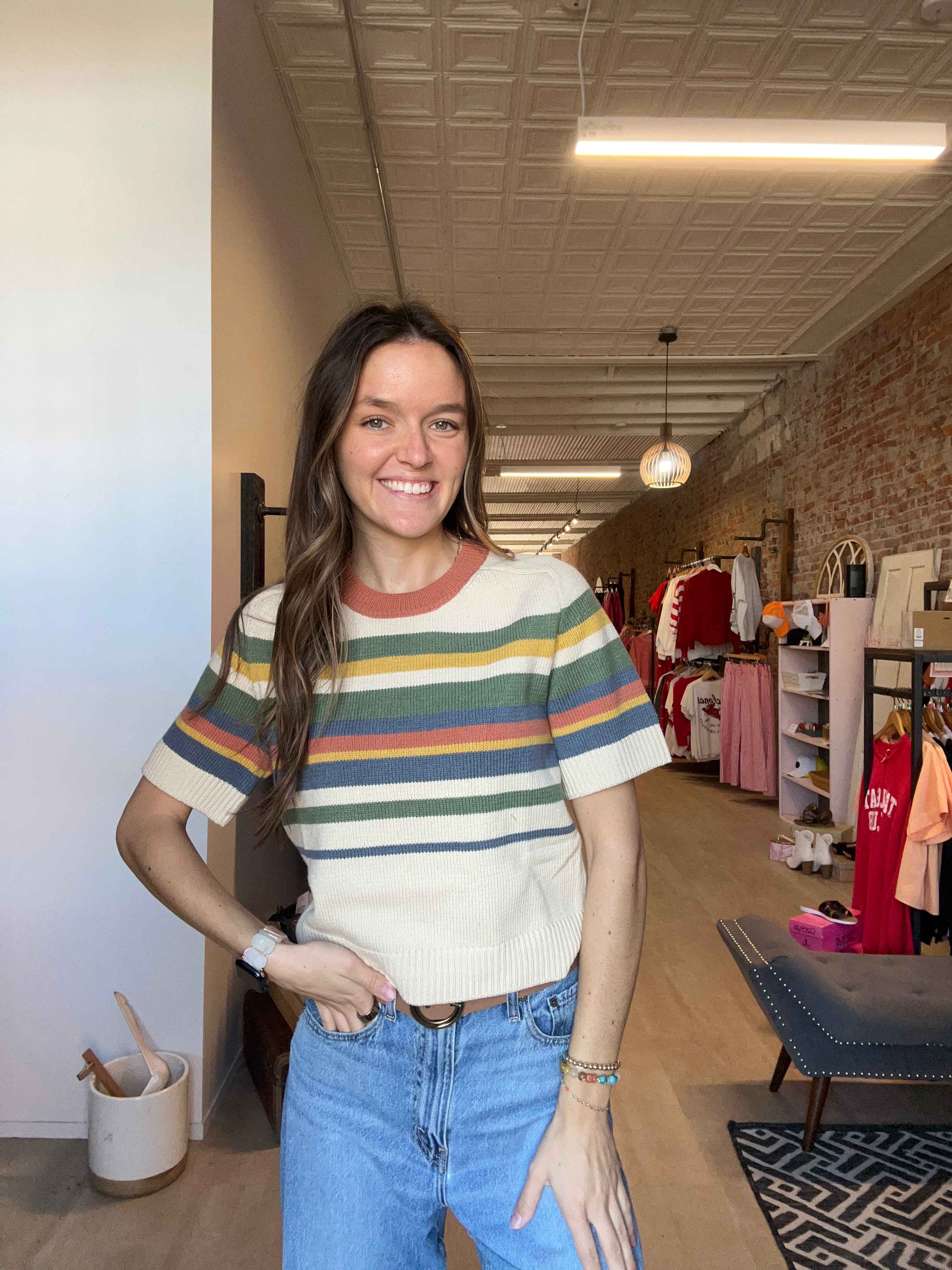 Sunday Market Stripe Sweater-apparel-in february-The Funky Zebra Ames, Women's Fashion Boutique in Ames, Iowa