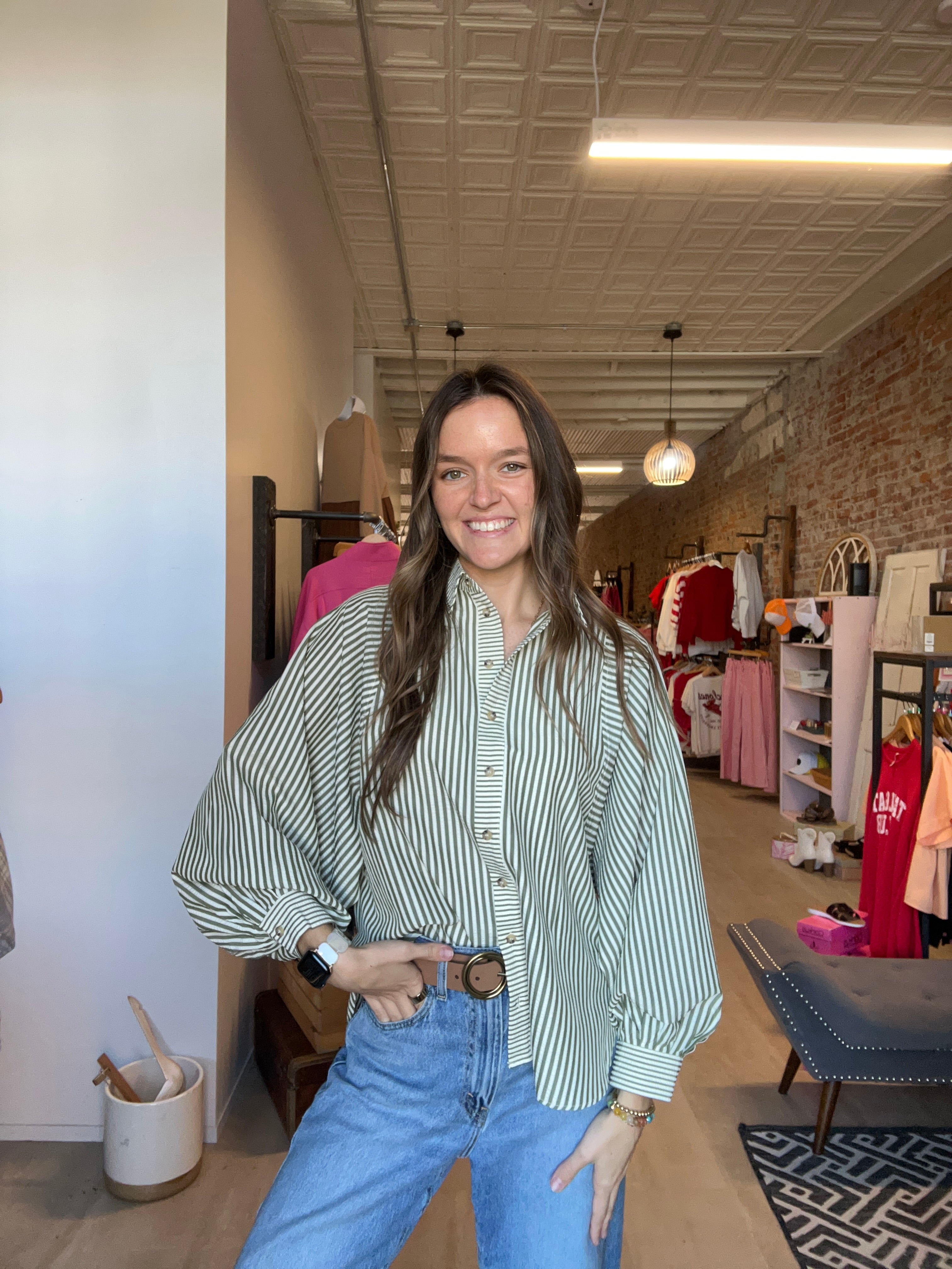 Stevie Button Down-apparel-in february-The Funky Zebra Ames, Women's Fashion Boutique in Ames, Iowa