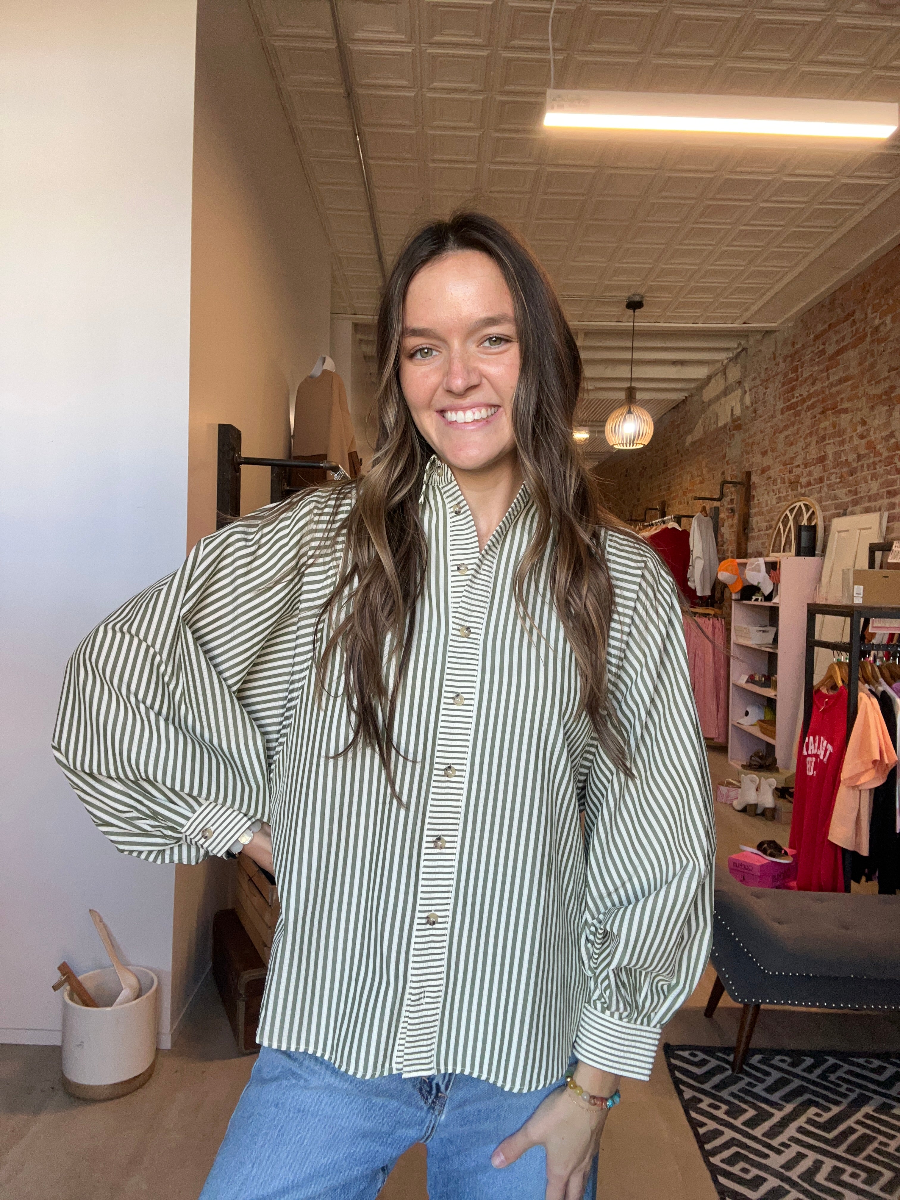 Stevie Button Down-apparel-in february-The Funky Zebra Ames, Women's Fashion Boutique in Ames, Iowa