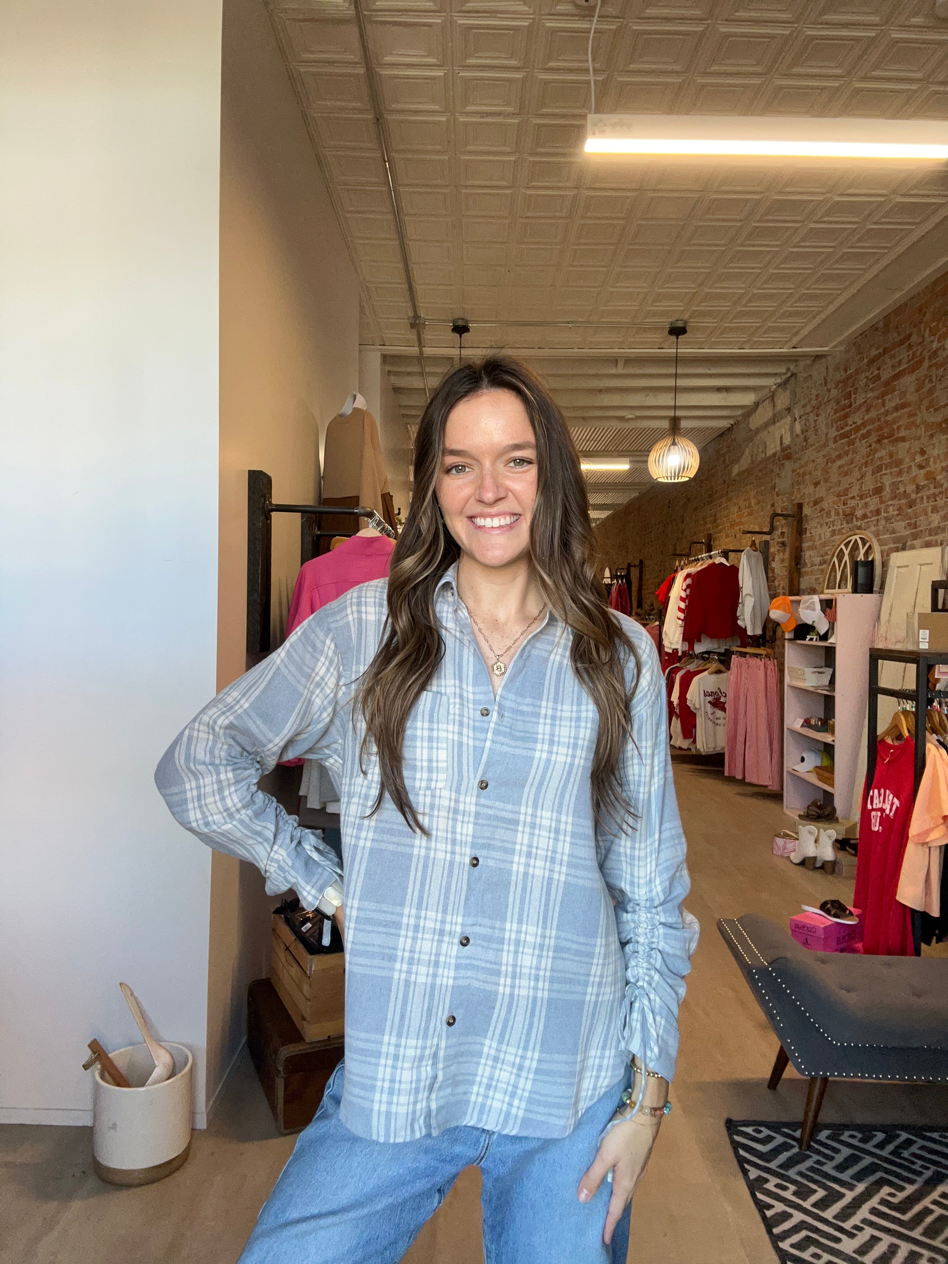 Darlene Striped Button Down-Long Sleeves-in february-The Funky Zebra Ames, Women's Fashion Boutique in Ames, Iowa