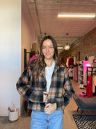 Aubrey Crop Plaid Jacket-Nellie & Dani Style House-The Funky Zebra Ames, Women's Fashion Boutique in Ames, Iowa