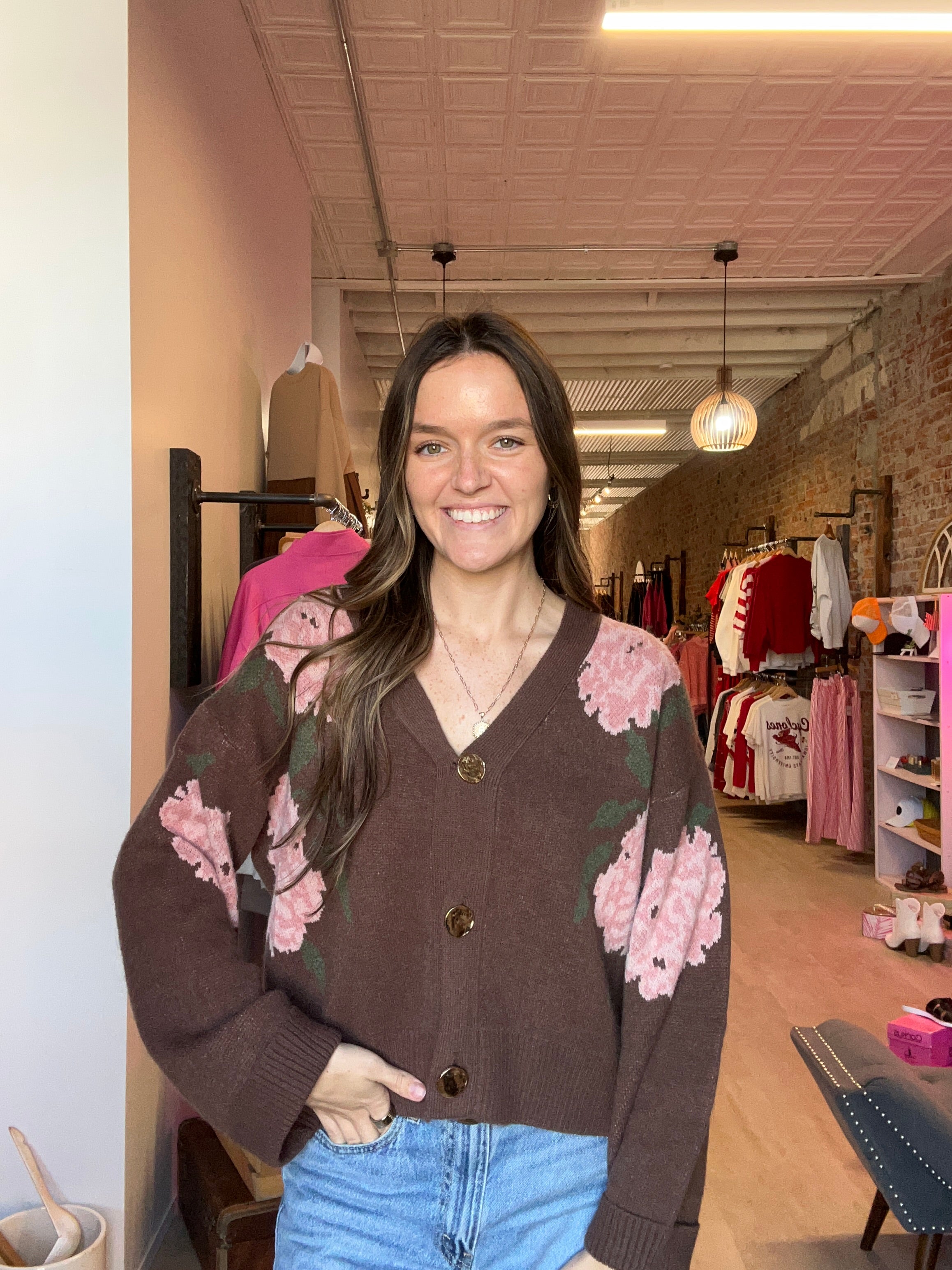 Pretty Floral Cardigan-She & Sky-The Funky Zebra Ames, Women's Fashion Boutique in Ames, Iowa