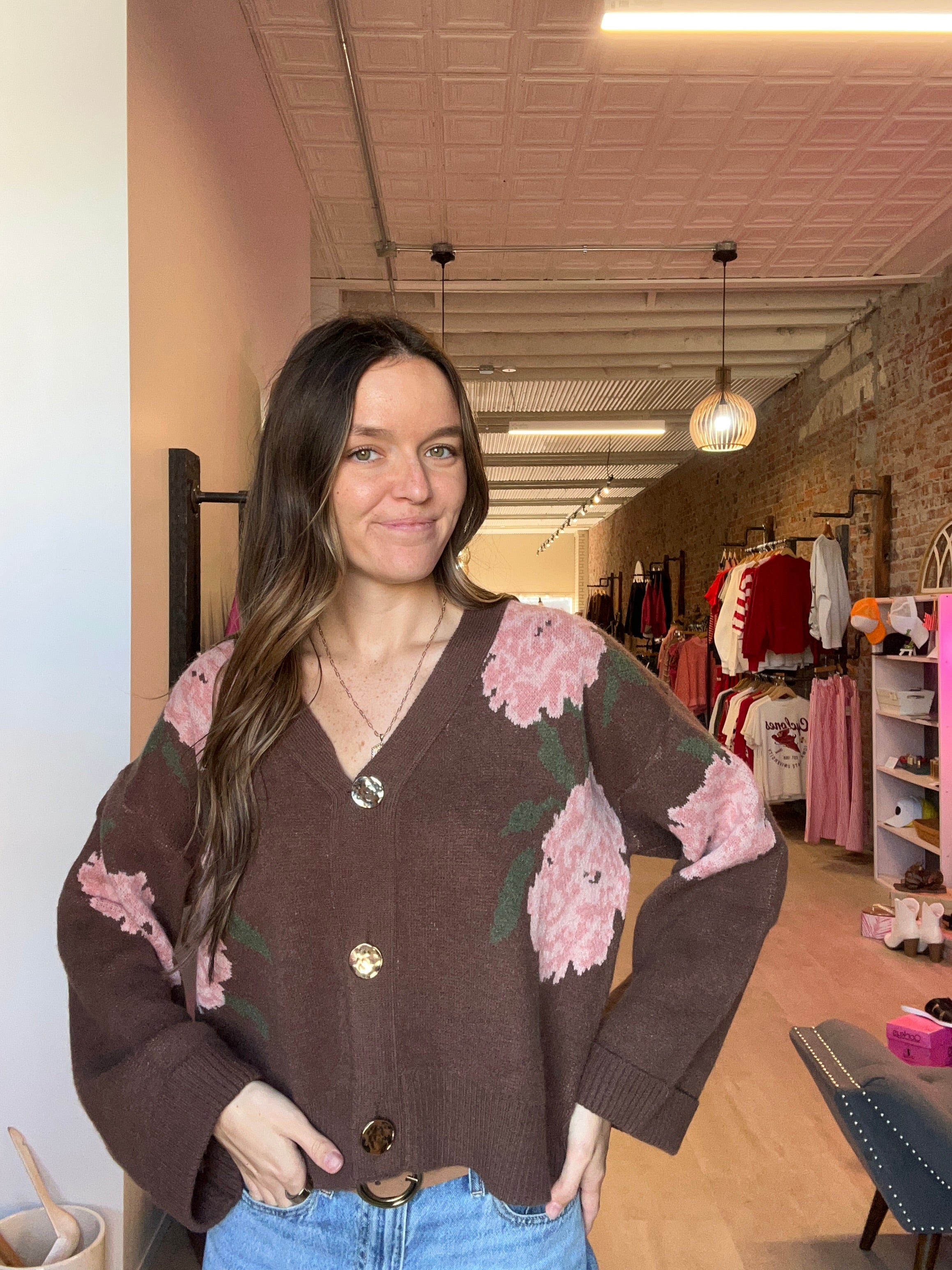 Pretty Floral Cardigan-She & Sky-The Funky Zebra Ames, Women's Fashion Boutique in Ames, Iowa