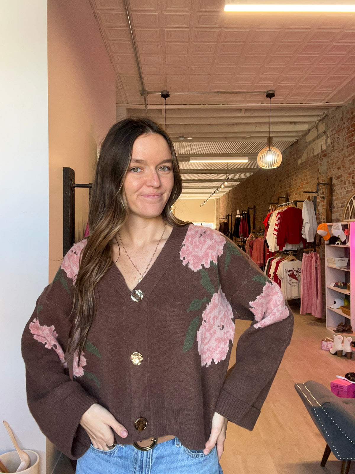 Pretty Floral Cardigan-She & Sky-The Funky Zebra Ames, Women's Fashion Boutique in Ames, Iowa