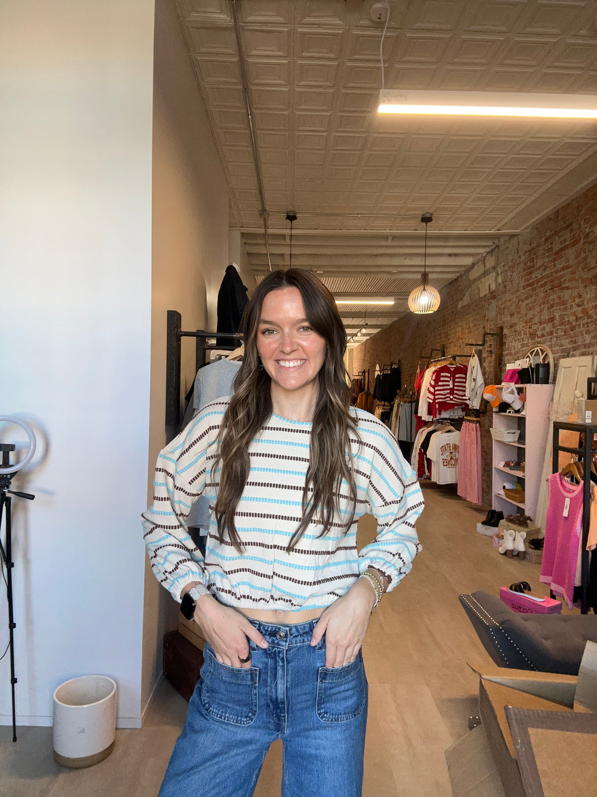Rylie Stitch Detail Top-apparel-Hayden-The Funky Zebra Ames, Women's Fashion Boutique in Ames, Iowa