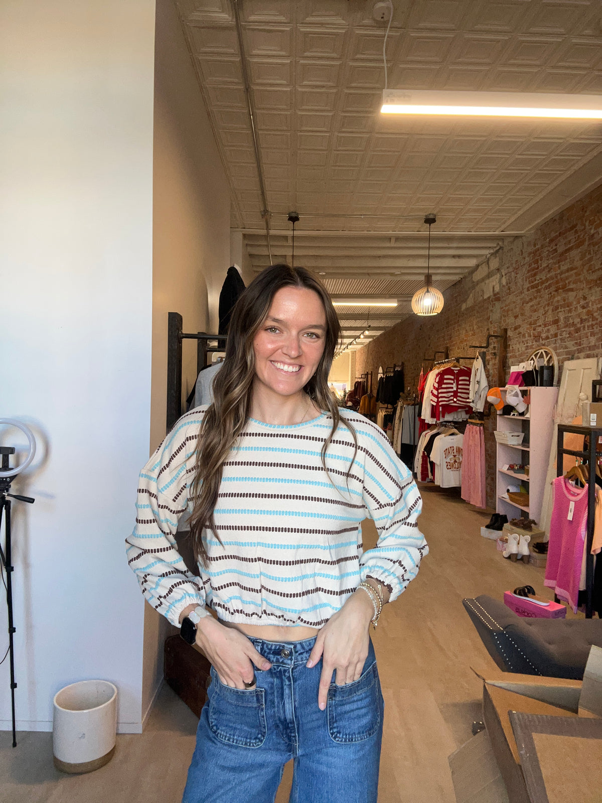 Rylie Stitch Detail Top-apparel-Hayden-The Funky Zebra Ames, Women's Fashion Boutique in Ames, Iowa