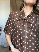 Genevieve Polka Dot Scarf Top-apparel-Hayden-The Funky Zebra Ames, Women's Fashion Boutique in Ames, Iowa