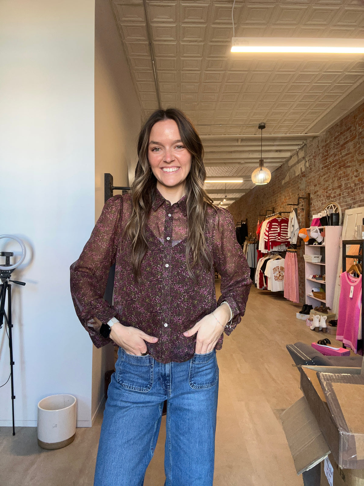 Mindy Semi-Sheer Blouse-apparel-Molly Bracken-The Funky Zebra Ames, Women's Fashion Boutique in Ames, Iowa