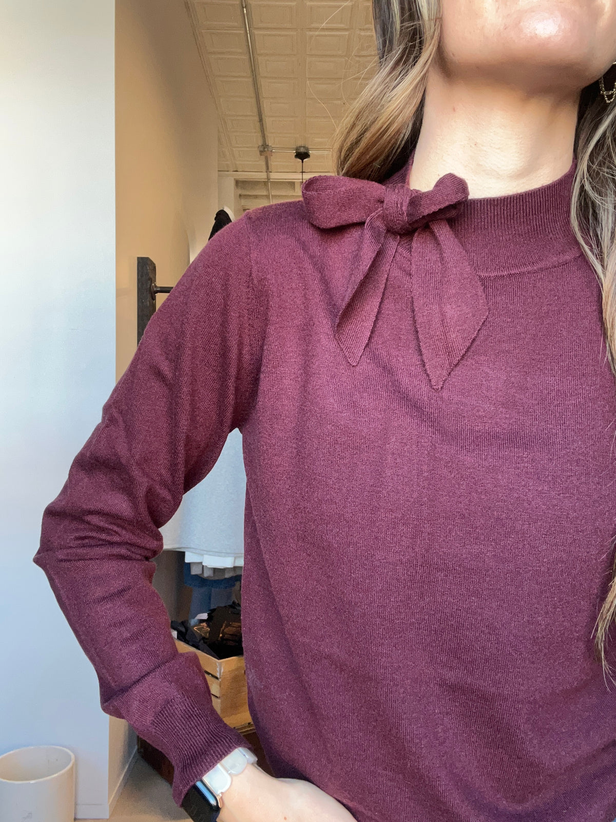 Bridget Bow Sweater-apparel-Molly Bracken-The Funky Zebra Ames, Women's Fashion Boutique in Ames, Iowa