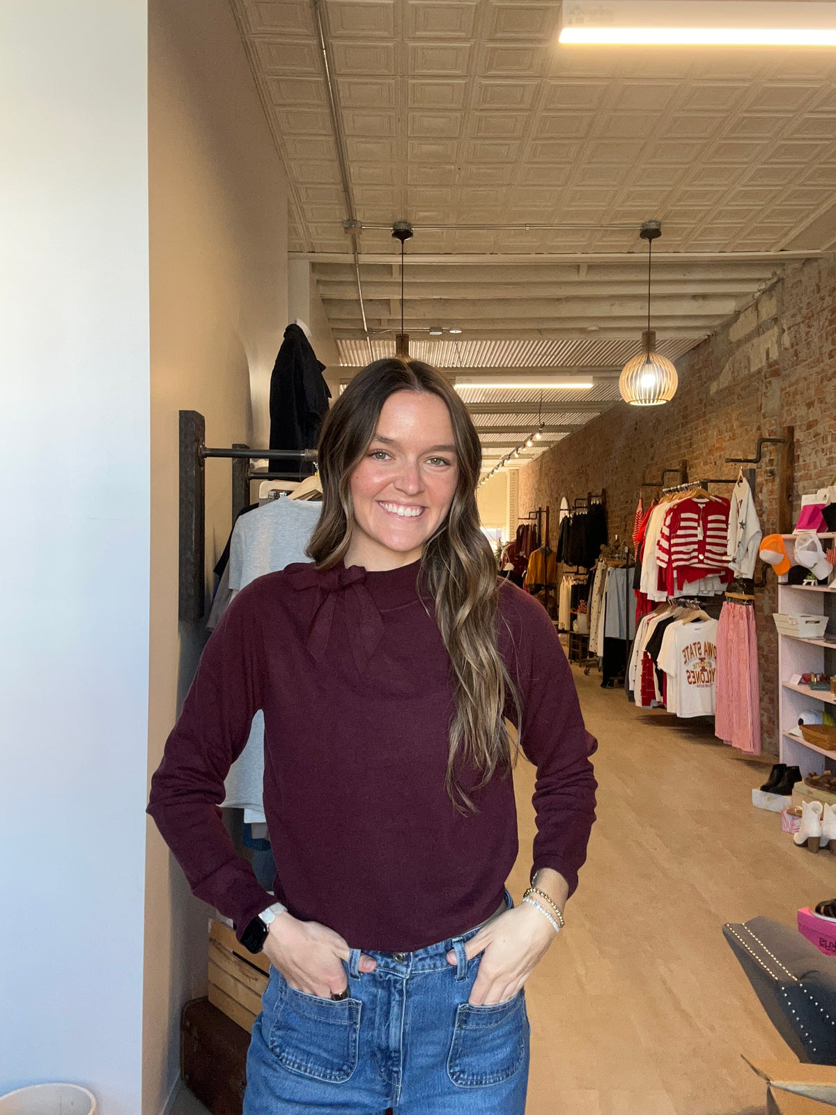 Bridget Bow Sweater-apparel-Molly Bracken-The Funky Zebra Ames, Women's Fashion Boutique in Ames, Iowa