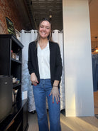 Ada Black Two-for V-neck Sweater Cardigan-Outerwear-Staccato-The Funky Zebra Ames, Women's Fashion Boutique in Ames, Iowa