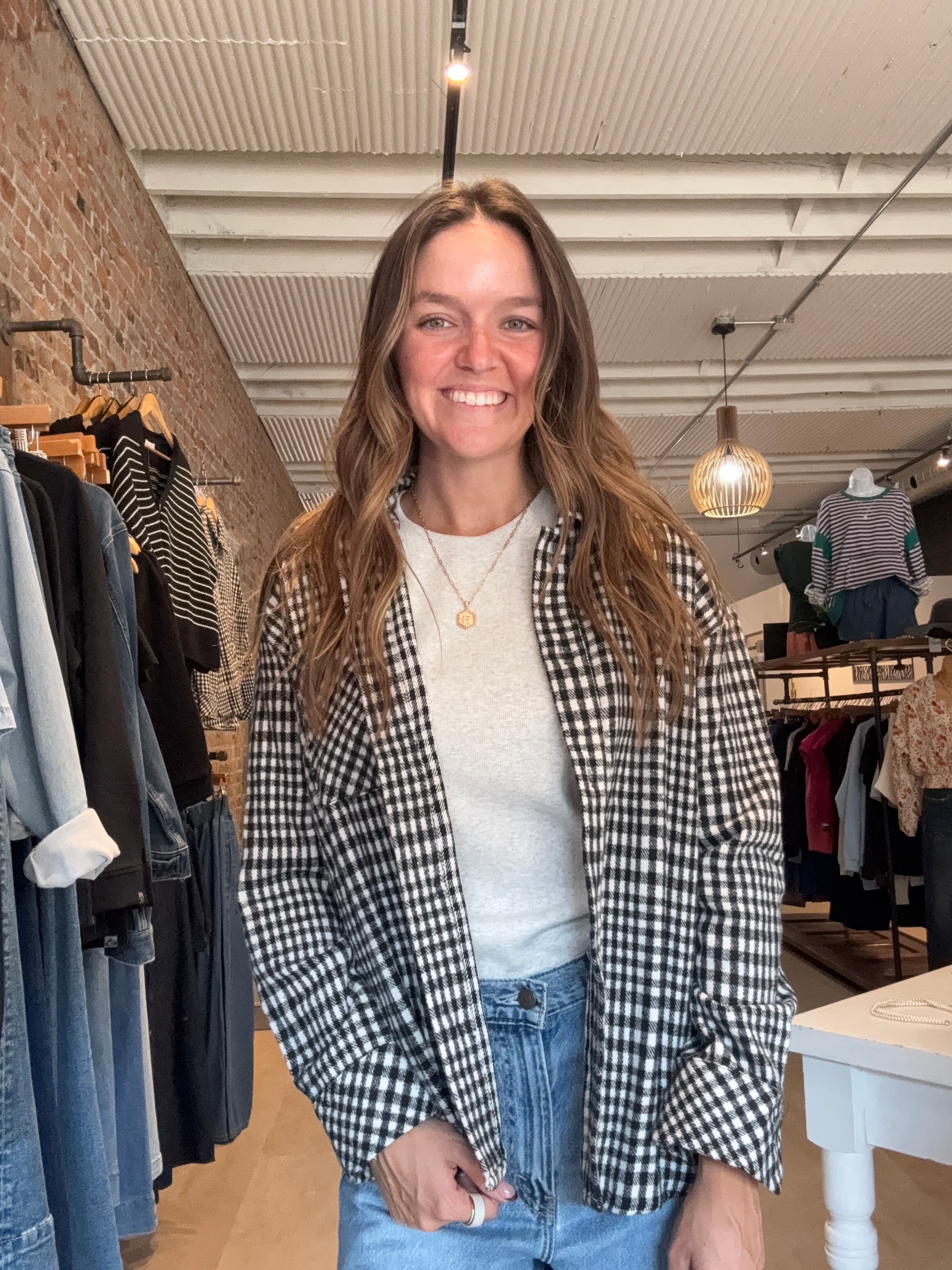 Renee Plaid Shacket-apparel-Doe and Rae-The Funky Zebra Ames, Women's Fashion Boutique in Ames, Iowa
