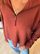 Jennifer Textured Sweatshirt-apparel-Doe and Rae-The Funky Zebra Ames, Women's Fashion Boutique in Ames, Iowa