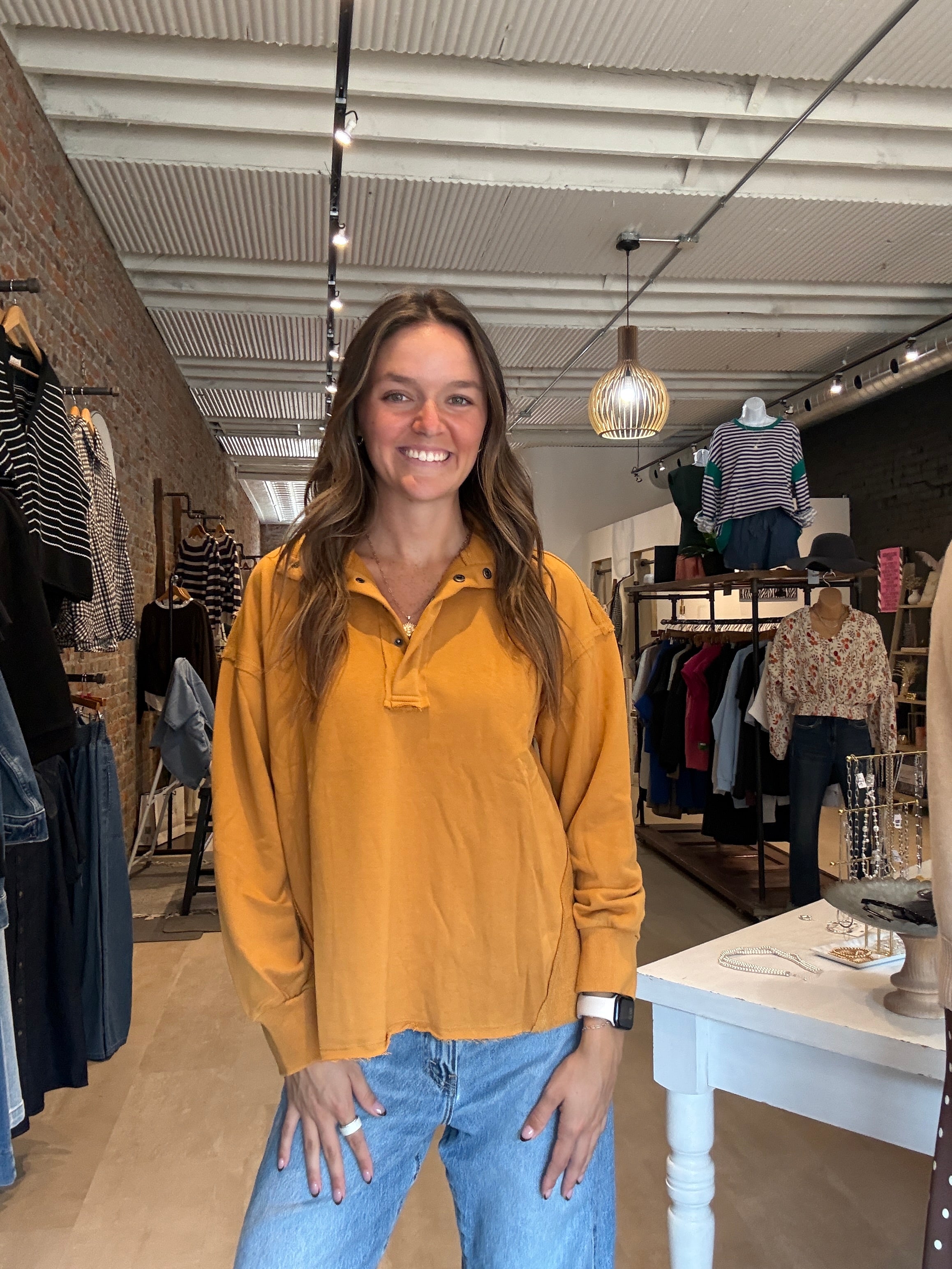 Stacy Funnel Neck Sweatshirt-apparel-Doe and Rae-The Funky Zebra Ames, Women's Fashion Boutique in Ames, Iowa
