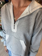 Terri Half Zip Sweatshirt-apparel-Doe and Rae-The Funky Zebra Ames, Women's Fashion Boutique in Ames, Iowa