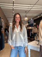 Terri Half Zip Sweatshirt-apparel-Doe and Rae-The Funky Zebra Ames, Women's Fashion Boutique in Ames, Iowa