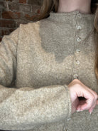 Jazzi Khaki Mock Neck Button Down Cardigan-Cardigans-Blu Pepper-The Funky Zebra Ames, Women's Fashion Boutique in Ames, Iowa