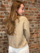 Jazzi Khaki Mock Neck Button Down Cardigan-Cardigans-Blu Pepper-The Funky Zebra Ames, Women's Fashion Boutique in Ames, Iowa