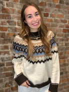 Lydia Brown Fair Isle Raglan Sweater-Sweaters-Blu Pepper-The Funky Zebra Ames, Women's Fashion Boutique in Ames, Iowa