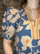 Minnie Dusty Blue Puff Sleeve Top-top-heimish-The Funky Zebra Ames, Women's Fashion Boutique in Ames, Iowa