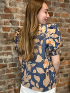Minnie Dusty Blue Puff Sleeve Top-top-heimish-The Funky Zebra Ames, Women's Fashion Boutique in Ames, Iowa