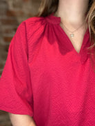 Lillyan Dark Red Short Sleeve Top-top-heimish-The Funky Zebra Ames, Women's Fashion Boutique in Ames, Iowa