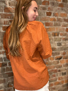 Brandi Rust Three Quarter Sleeve Top-top-heimish-The Funky Zebra Ames, Women's Fashion Boutique in Ames, Iowa