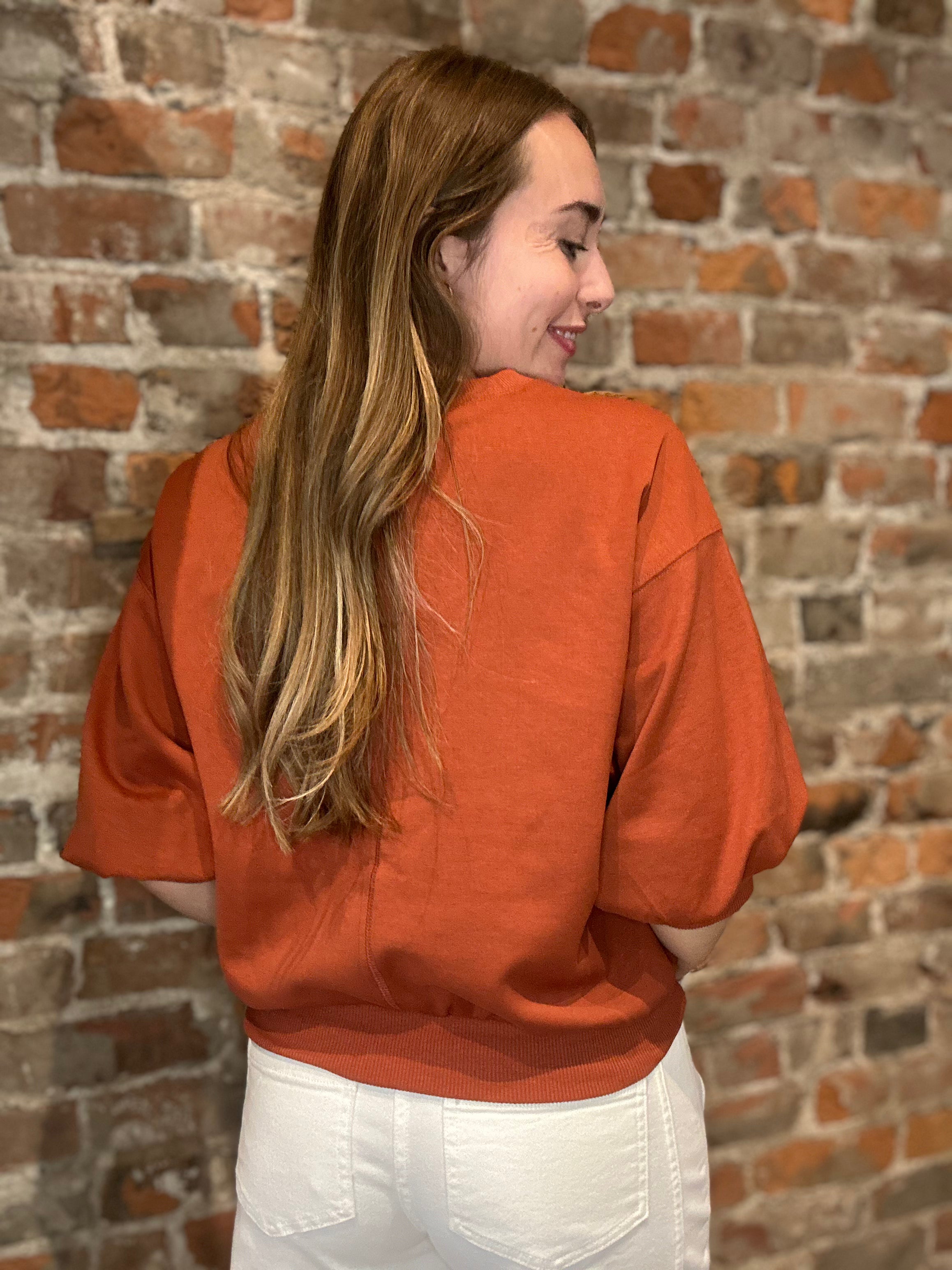Trina Bubble Sleeve Sweatshirt-apparel-Glam-The Funky Zebra Ames, Women's Fashion Boutique in Ames, Iowa