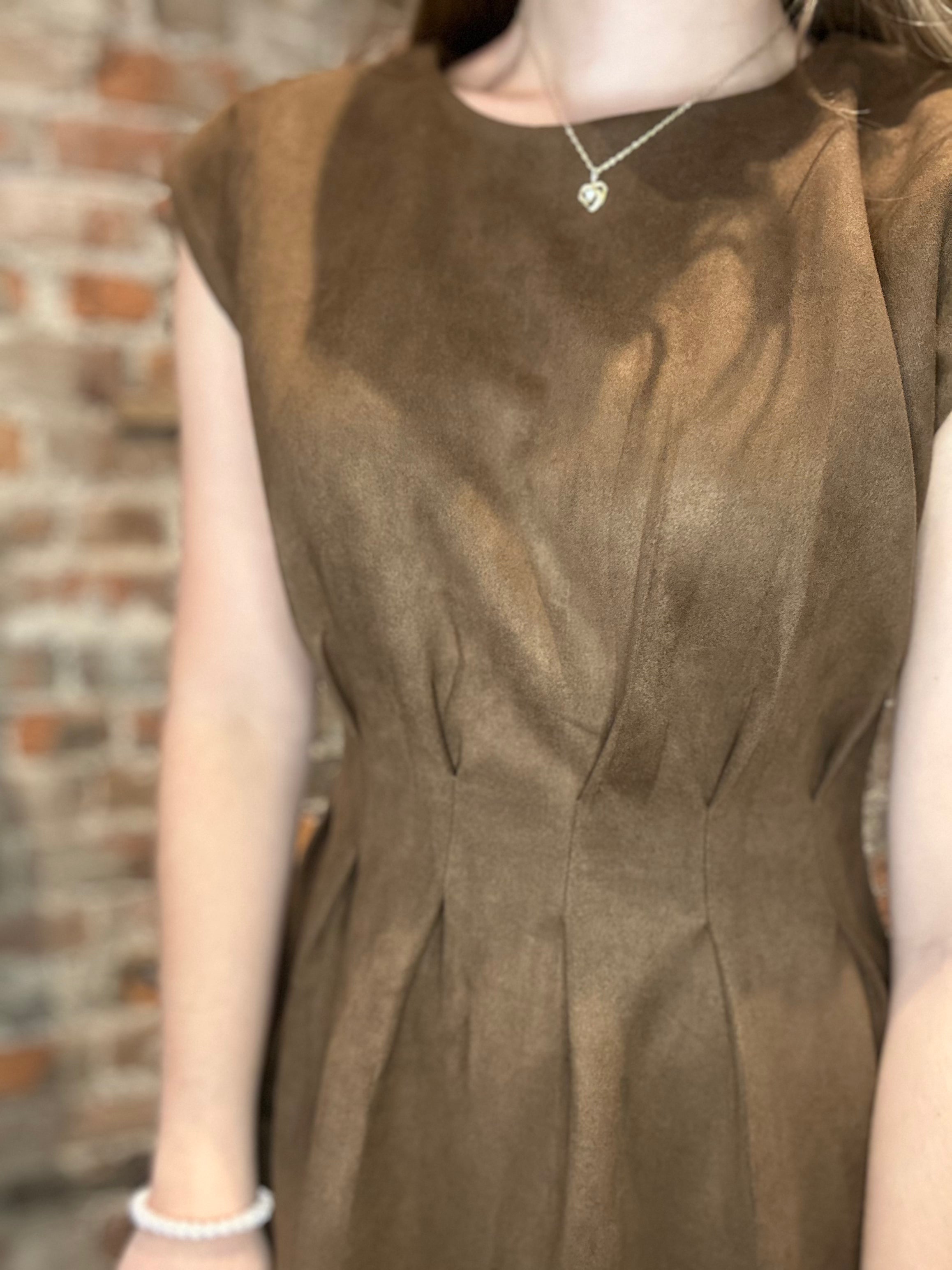 Lauren Brown Suede Mini Dress-Dresses-Glam-The Funky Zebra Ames, Women's Fashion Boutique in Ames, Iowa