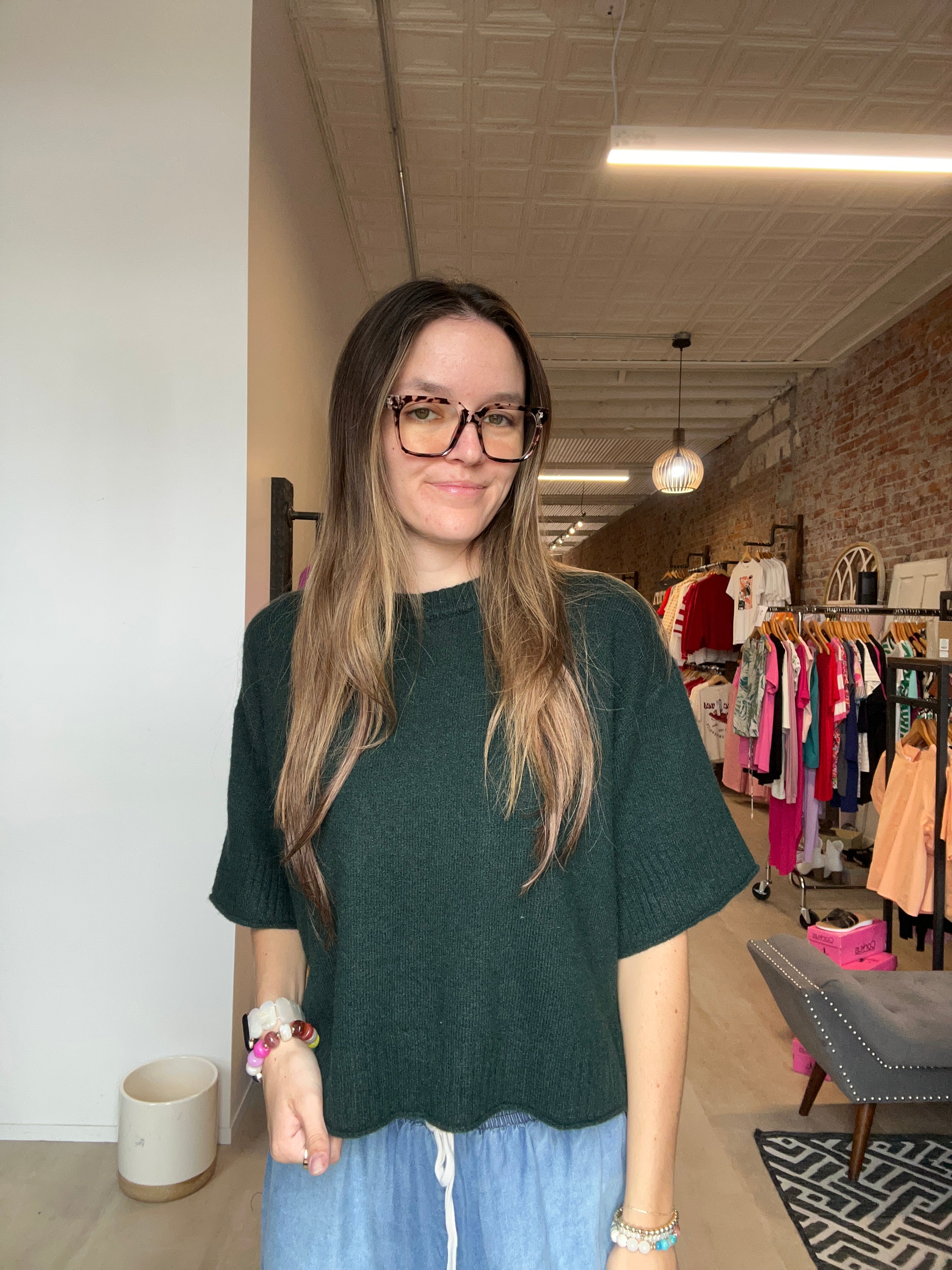 Boxy Drop Shoulder Short Sleeve Sweater-Short Sleeves-Molly Bracken-The Funky Zebra Ames, Women's Fashion Boutique in Ames, Iowa