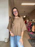Boxy Drop Shoulder Short Sleeve Sweater-Short Sleeves-Molly Bracken-The Funky Zebra Ames, Women's Fashion Boutique in Ames, Iowa
