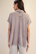 Margot Washed Polo Top-apparel-Rae Mode-The Funky Zebra Ames, Women's Fashion Boutique in Ames, Iowa